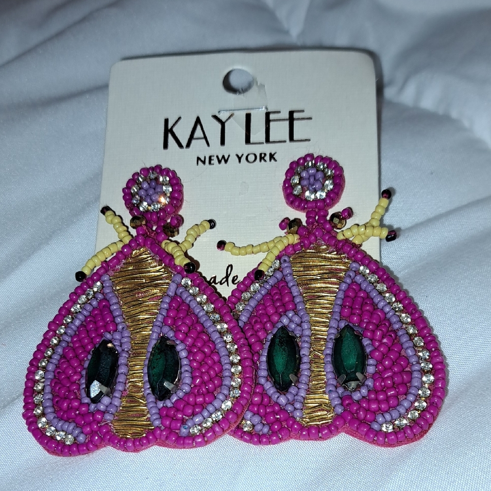 Kay Lee New York Pink Beaded Earrings